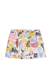 Closed Printed Shorts In White