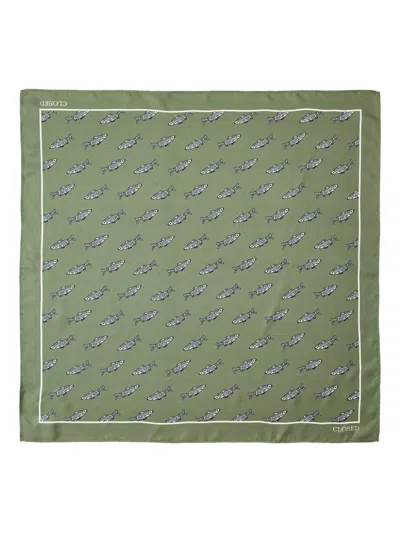 Closed Printed Silk Scarf In Green