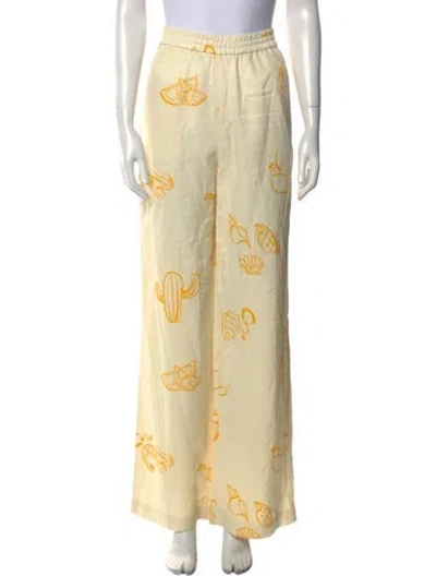 Pre-owned Closed Printed Wide Leg Pants In Yellow