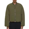 Closed Puffer Bomber Jacket In Army In Multi