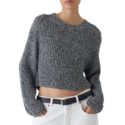 Closed Pure Organic Cotton Crew Neck Sweater In Black In Grey