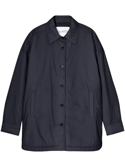 Closed Quilted Parka Coat In Black