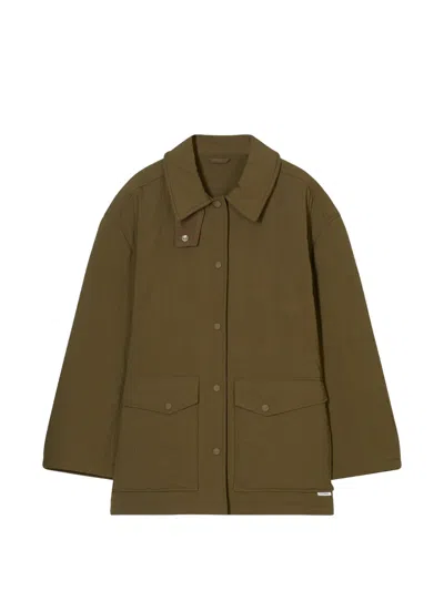 Closed Quilted Pockets Jacket In Green