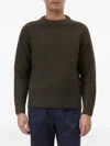 Closed Raglan-sleeve Ribbed Sweater In Green