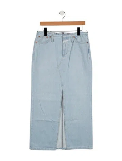 Pre-owned Closed Raw-edge Trim Midi Length Skirt In Blue