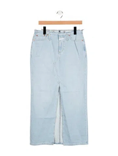 Pre-owned Closed Raw-edge Trim Midi Length Skirt In Blue