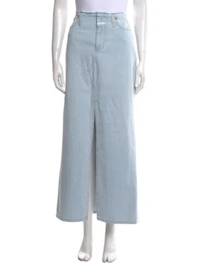 Pre-owned Closed Raw-edge Trim Midi Length Skirt In Blue