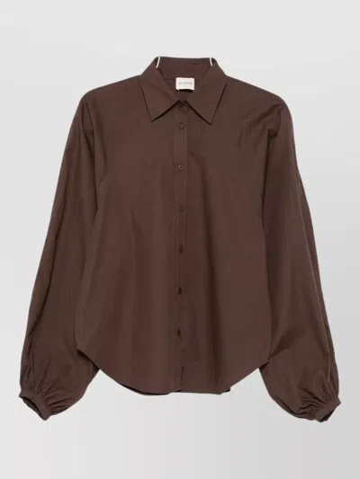 Closed Relaxed Fit Collared Long Sleeve Shirt In Brown