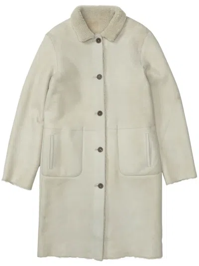 Closed Reversible Single-breasted Shearling Coat In Grey