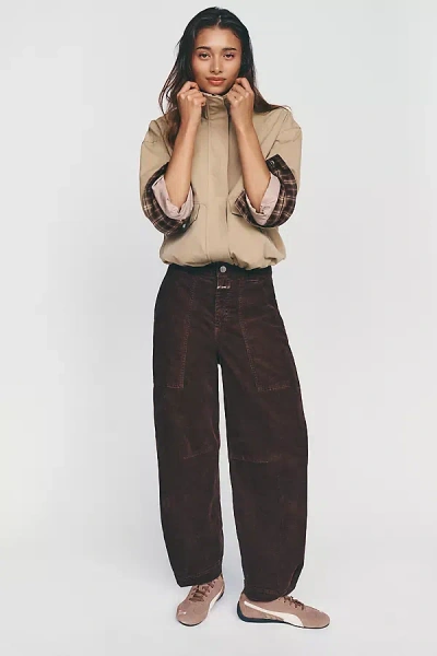 Closed Rhannon Corduroy Mid-rise Barrel Jeans In Brown
