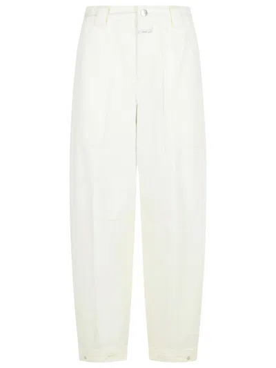 Closed Pleated Detail Jeans Leggings In White