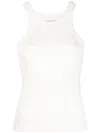 Closed Rib-knit Racer Tank Top In White