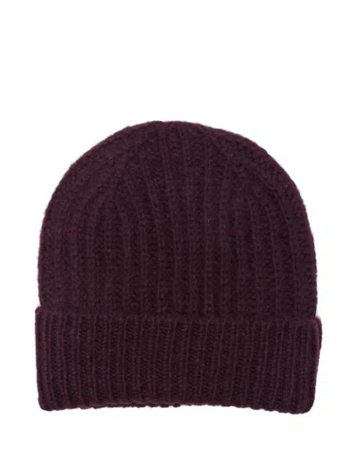Closed Ribbed Beanie Hat In Red