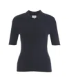 Closed Ribbed Cashmere Blend Polo With Classic Collar In Black