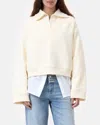 Closed Ribbed Collar Polo Sweatshirt In Beige In Neutral