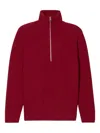 Closed Ribbed High-neck Jumper In Red