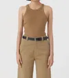 Closed Ribbed Jersey Tank In Nutmeg In Multi