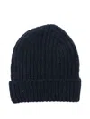 Closed Ribbed-knit Beanie Hat In Blue