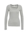 Closed Ribbed Long-sleeve T-shirt With Contrast Trim In Gray