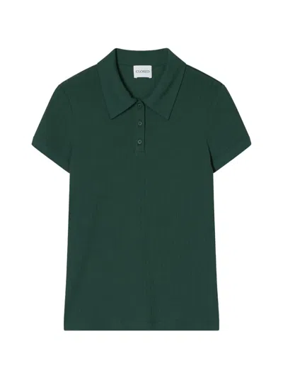 Closed Ribbed Polo Shortsleeve In Green