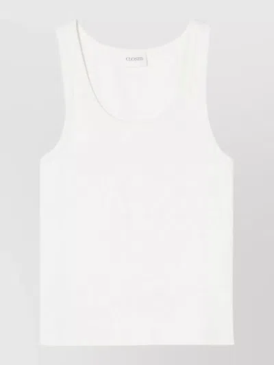 Closed Ribbed Scoop Neck Cotton Tank Top