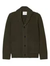 Closed Ribbed Shawl-collar Cardigan In Green