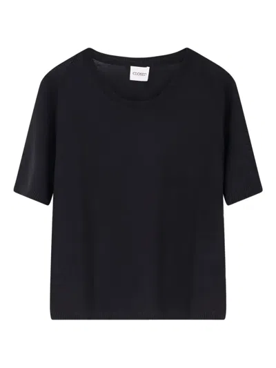 CLOSED RIBBED SHORT-SLEEVED SWEATER