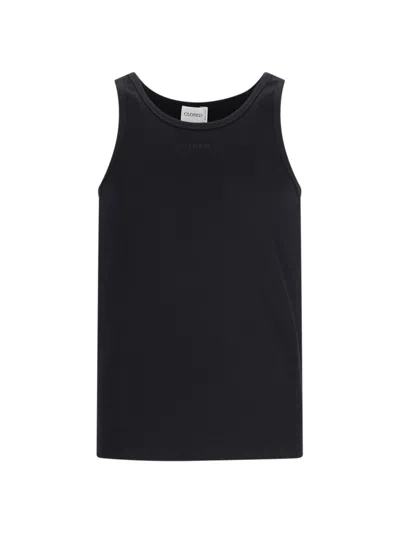 Closed Ribbed Tank Top In Black  