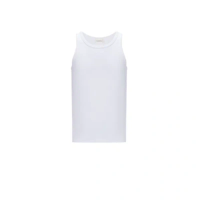 Closed Ribbed Tank Top In White