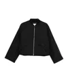 Closed Ribbed Zip-up Baseball Jacket In Black