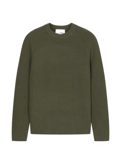 Closed Ribbed-knit Raglan-sleeve Sweater In Green