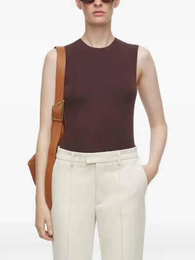 Closed Ribbed-knit Sleeveless Top In Brown