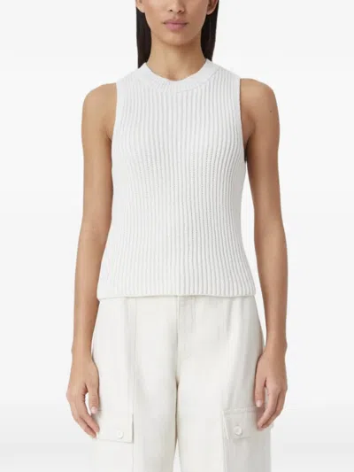 Closed Ribbed-knit Top In White
