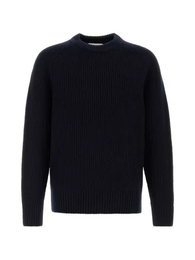 Closed Ribbed-knit Wool Sweater In Blue