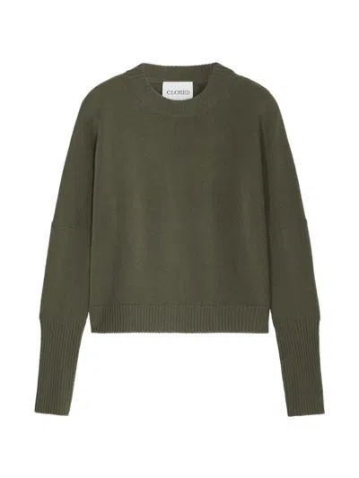 Closed Ribbed-trim Sweater In Green