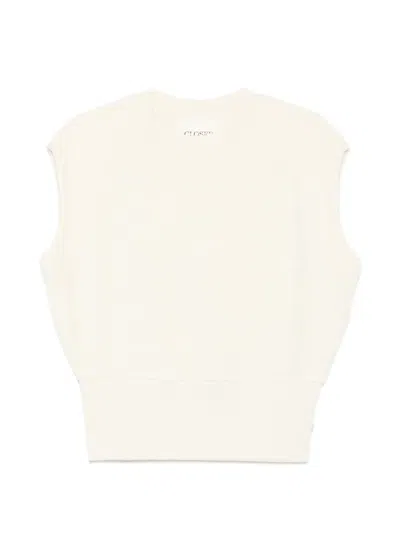 Closed Ribbed-trim Vest In Pink