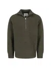 Closed High Collar Long Sleeve Knit Sweater In Green
