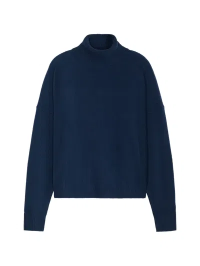 Closed Roll-neck Drop-shoulder Sweater In Blue