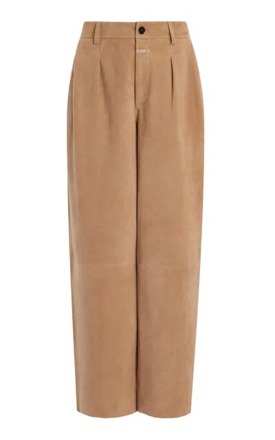 Closed Ruthy Pleated Suede Pants In Neutral