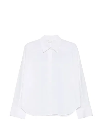 Closed Scallop-edge Long-sleeve Shirt In White