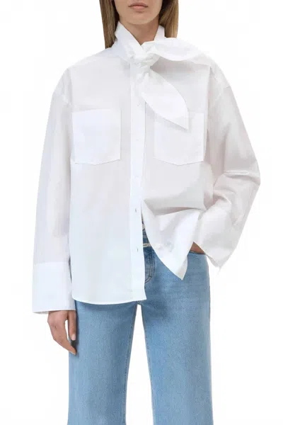 Closed Scarf Long Sleeve Shirt In Coastal White