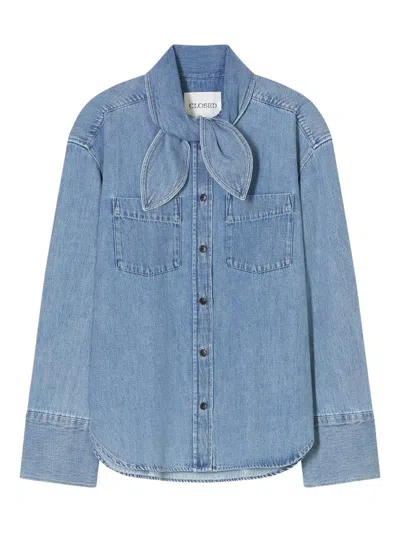 Closed Scarf Shirt Clothing In Blue
