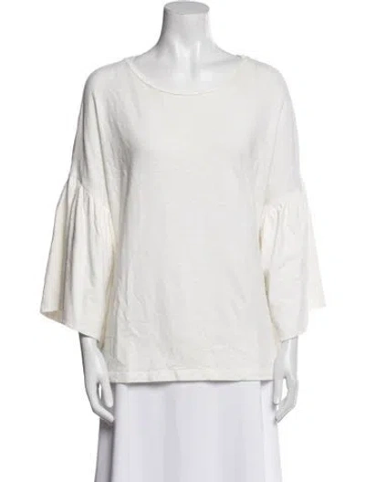 Pre-owned Closed Scoop Neck Three-quarter Sleeve T-shirt In White