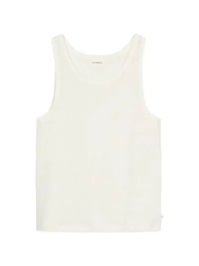 Closed Scoop-neck Tank Top In White