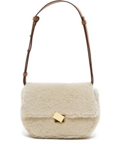Closed Shearling Shoulder Bag In Neutral