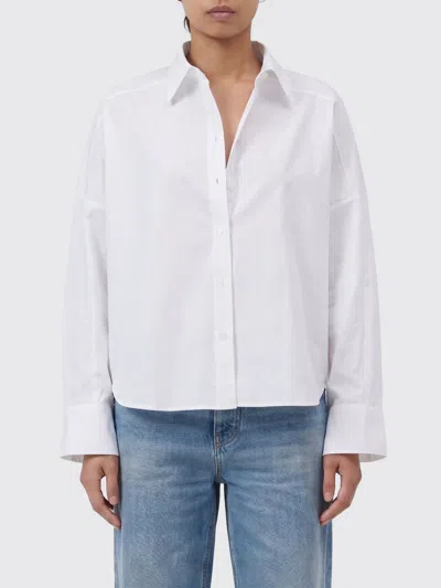 Closed Shirt Woman In White