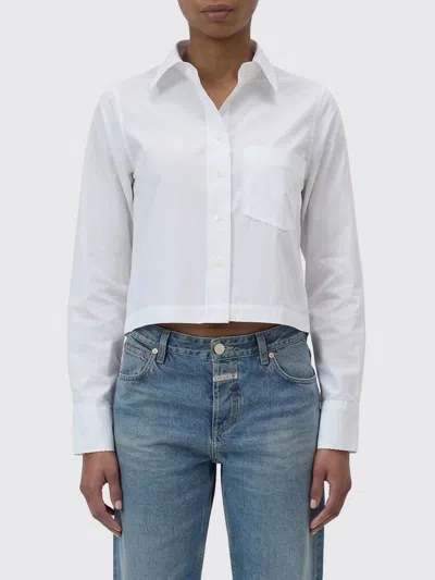 Closed Shirt Woman In White