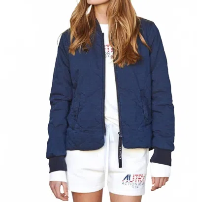 Closed Short Quilted Blouson Jacket In Dark Night In Blue