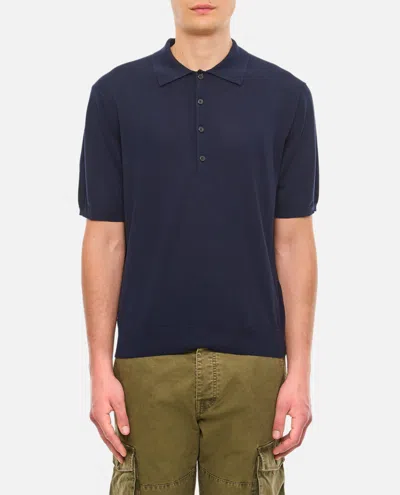 Closed Short Sleeve Cotton Polo In Blue