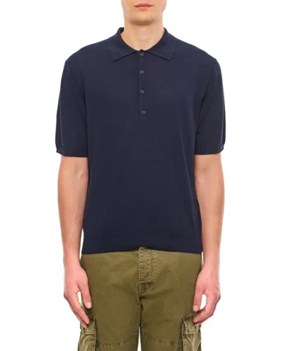 Closed Short Sleeve Cotton Polo In Blue
